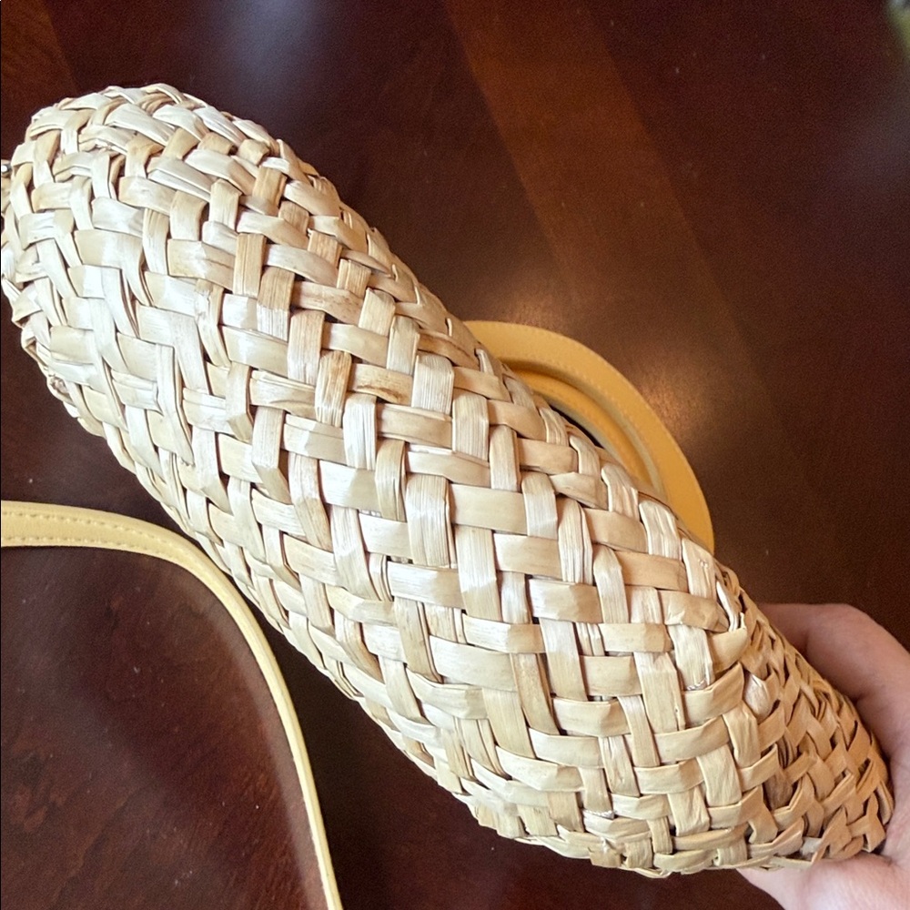 Mango MNG Straw Woven Basket Bag Yellow Crossbody Mini Tote NWOT - Picture 12 of 16